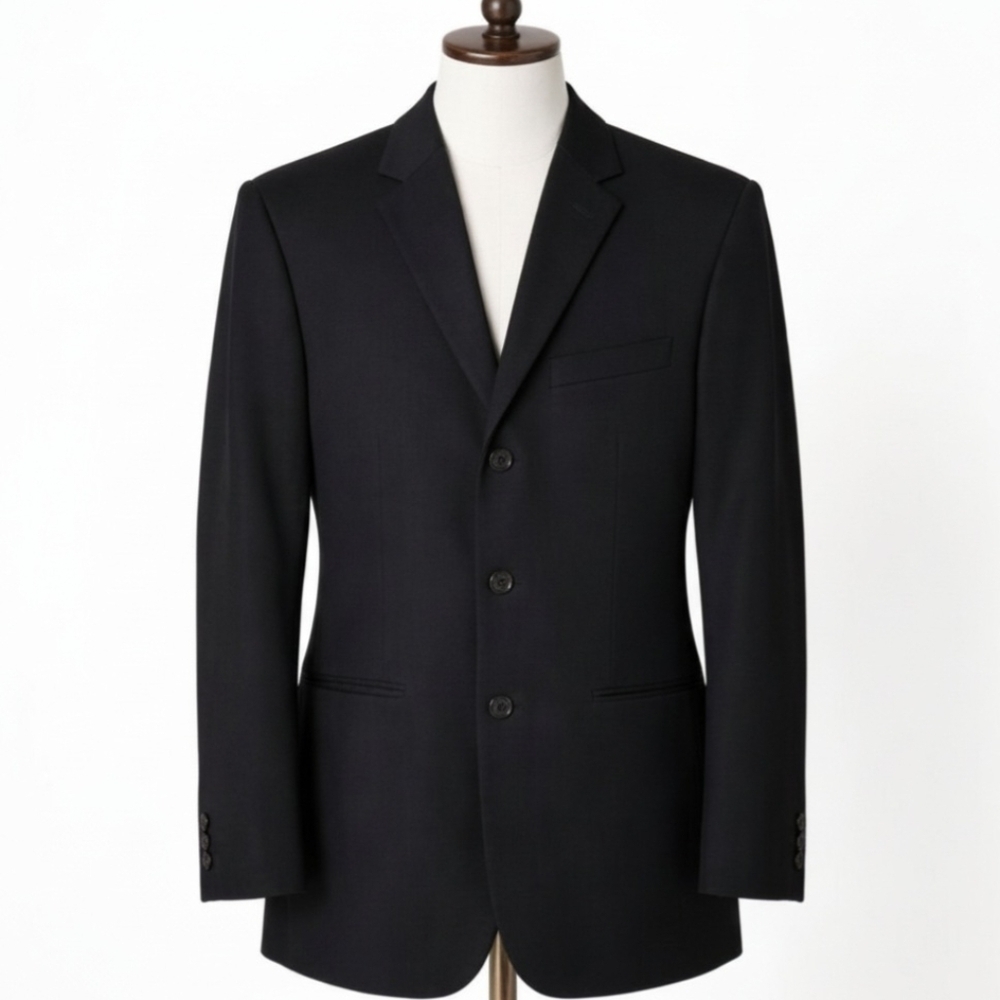 Claiborne 46R Black Blazer - Classic Fit Wrinkle Resistant Jacket / Wedding